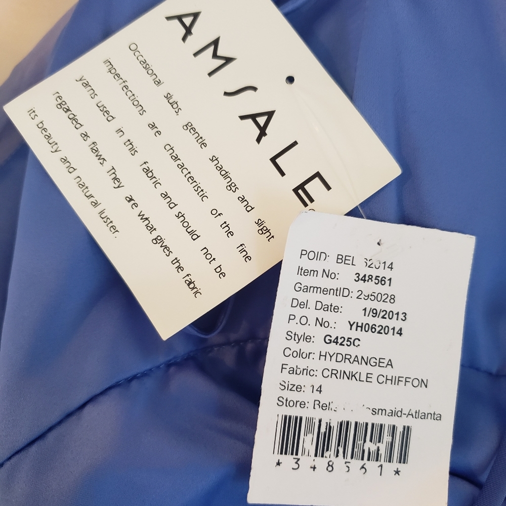 NWT Amsale Silk Dress, style G425C, Hydrangea, 14 - Picture 13 of 16